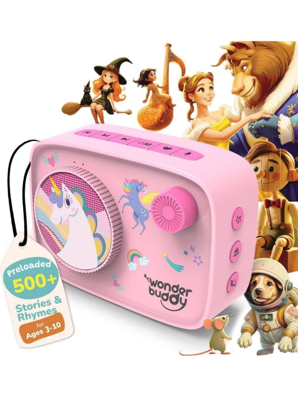 Kids Audio Player - 500+ Stories & Rhymes, Fun Unicorn Design, Perfect Gift